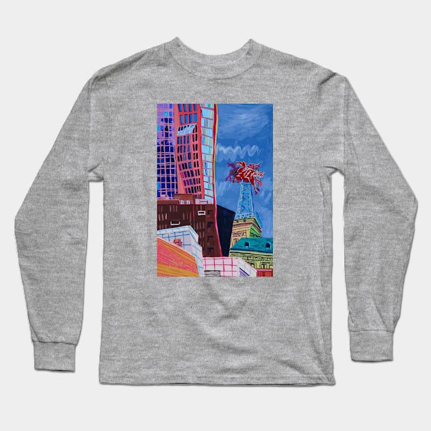 Pegasus Over Dallas Long Sleeve T-Shirt by SPINADELIC